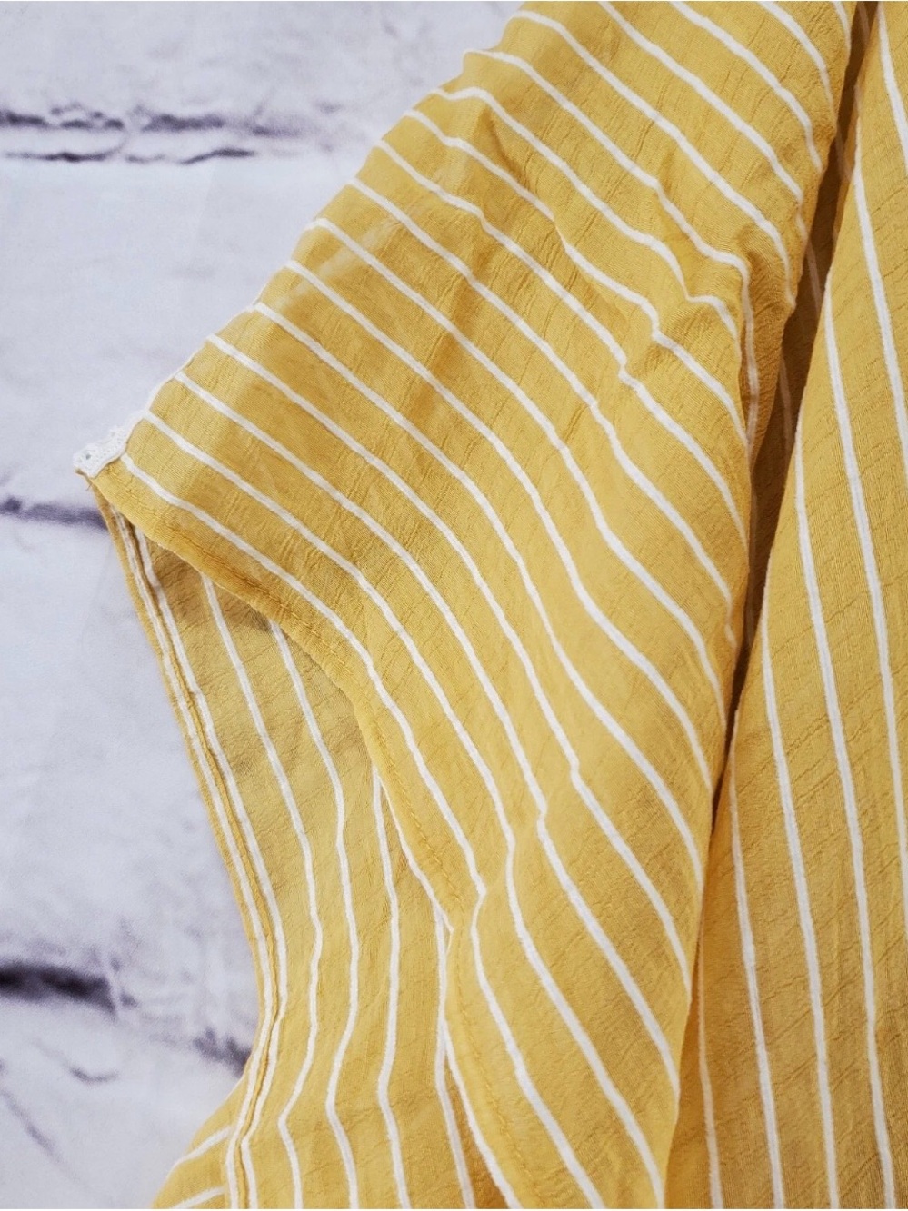 Chelsea & Violet Mustard Yellow Striped Ruffle Kimono - Picture 3 of 6